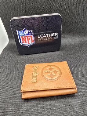 Pittsburgh Steelers NFL Football Wallet Brown Tri-Fold Leather Fan Billfold